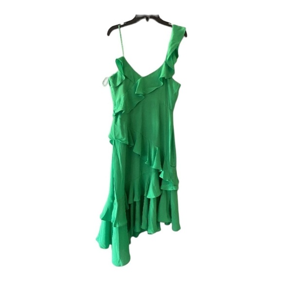 NWT LIKELY x Revolve Zoe Midi Dress Kelly Green Ruffle Sleeveless Size 4 - Picture 12 of 16